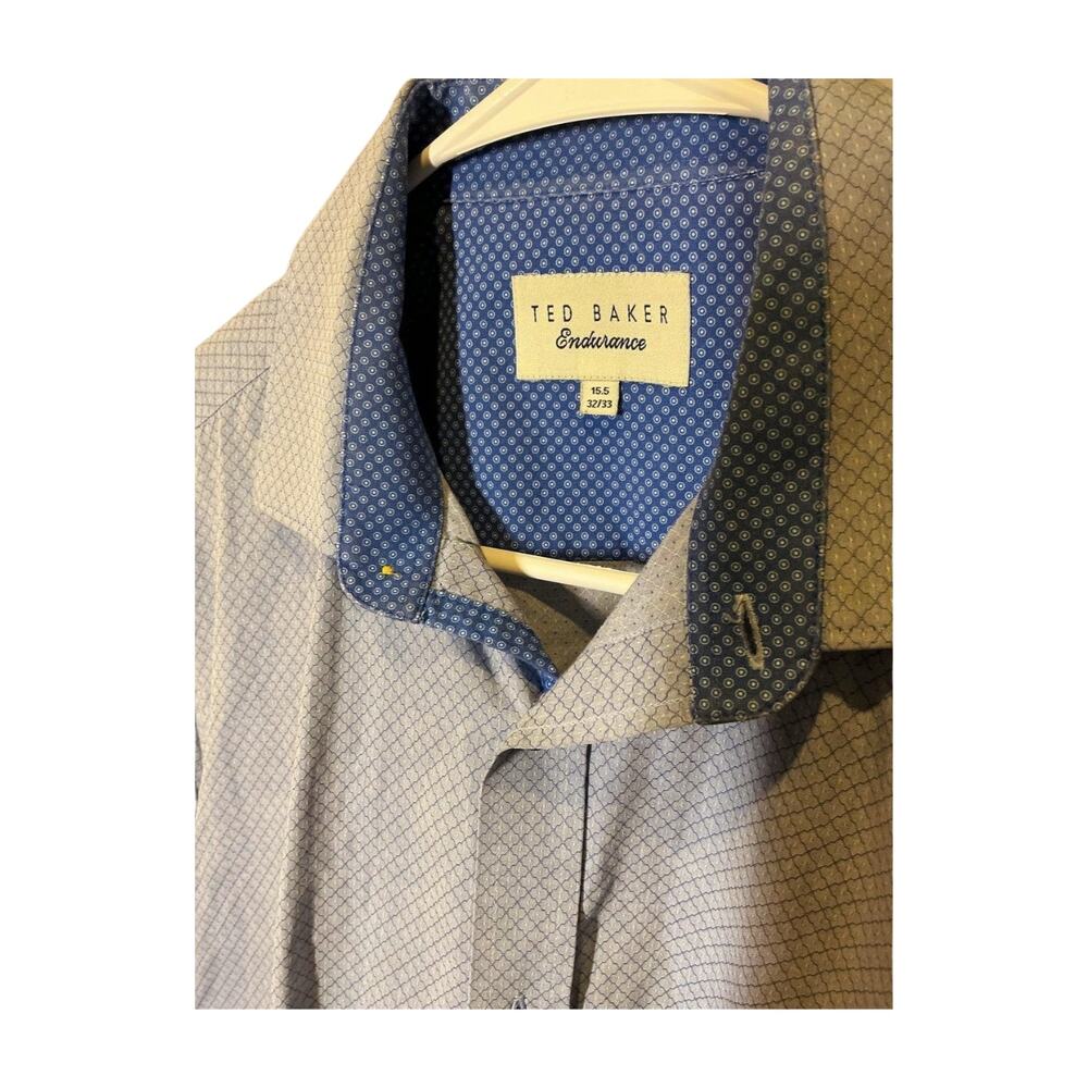 Ted Baker Endurance Blue Checkered Button Up Shirt Size M 15.5 / 32 33 - Picture 2 of 3